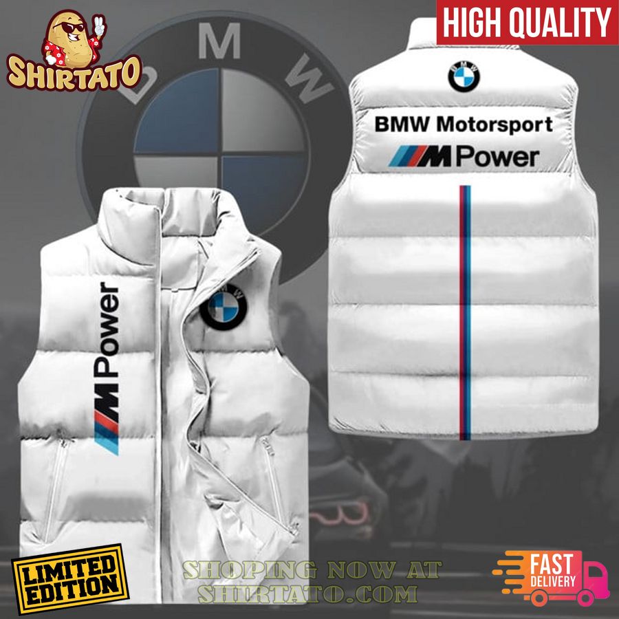 bmw motorsport white sleeveless down jacket 1 qXQ6M