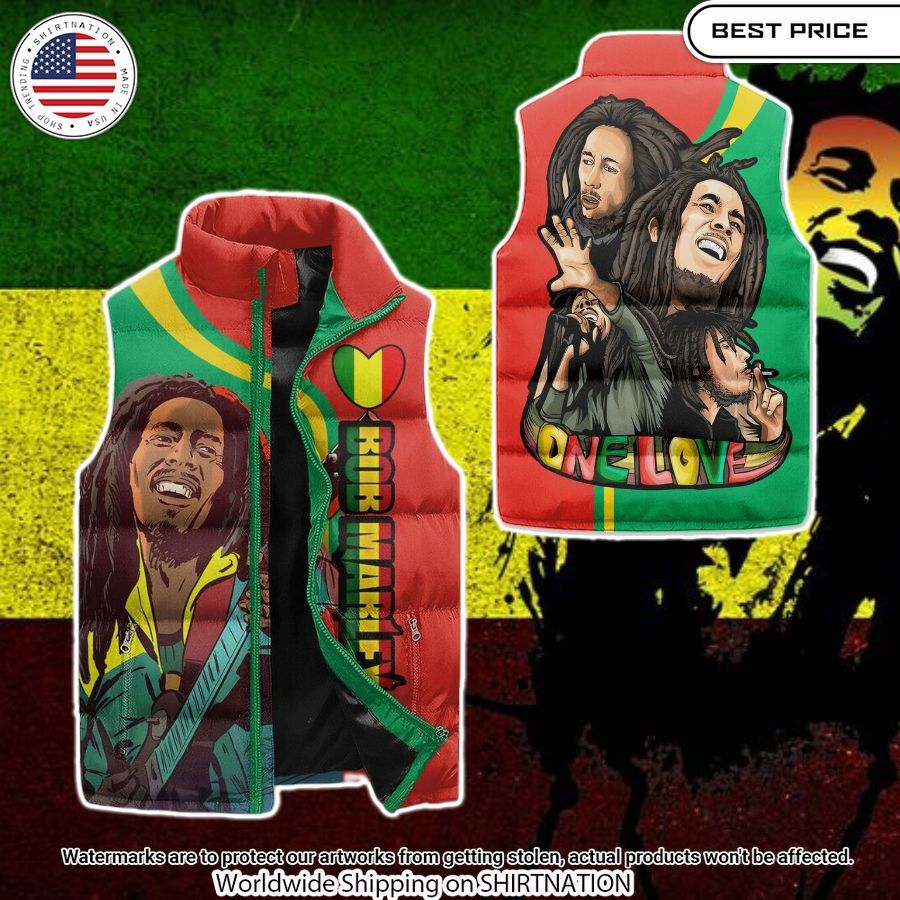 bob marley one love sleeveless down jacket 1