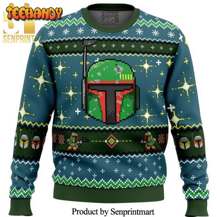 boba fett star wars shining stars knitted ugly xmas sweater rcs57