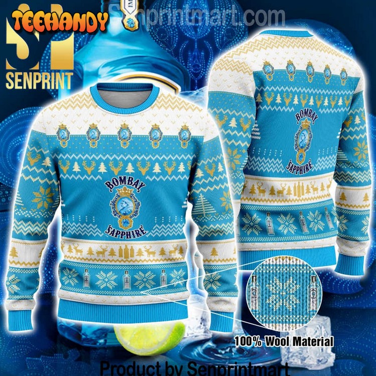 bombay sapphire holiday gifts full print wool knitted ugly xmas sweater yffl1