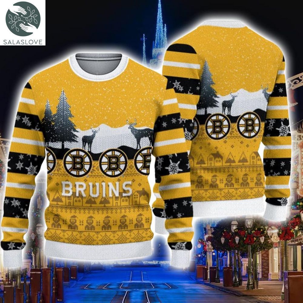 boston bruins christmas reindeers pattern sweater ht230908 1 ifkrlr