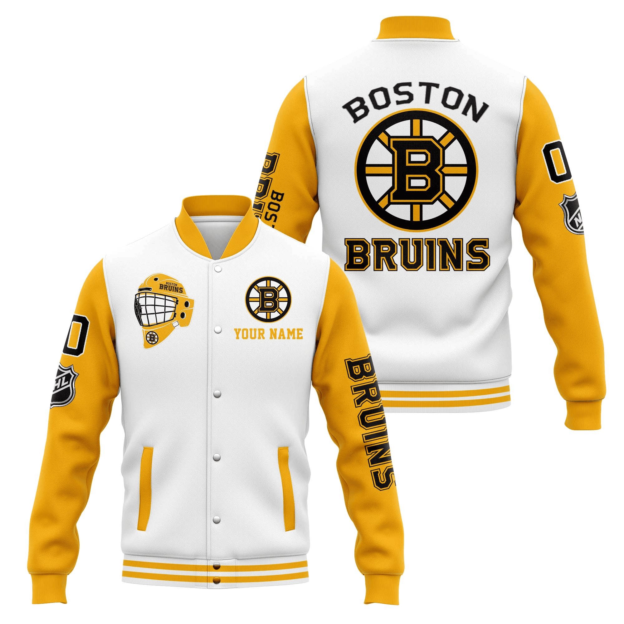 boston bruins custom name and number nhl baseball baseball varsity jacket baseball jacket all over print r0twh