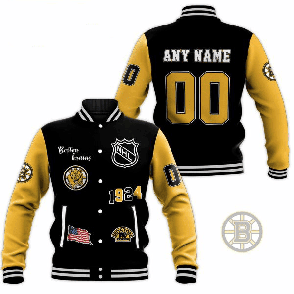 boston bruins nhl custom name and number baseball varsity jacket baseball jacket all over print osr06