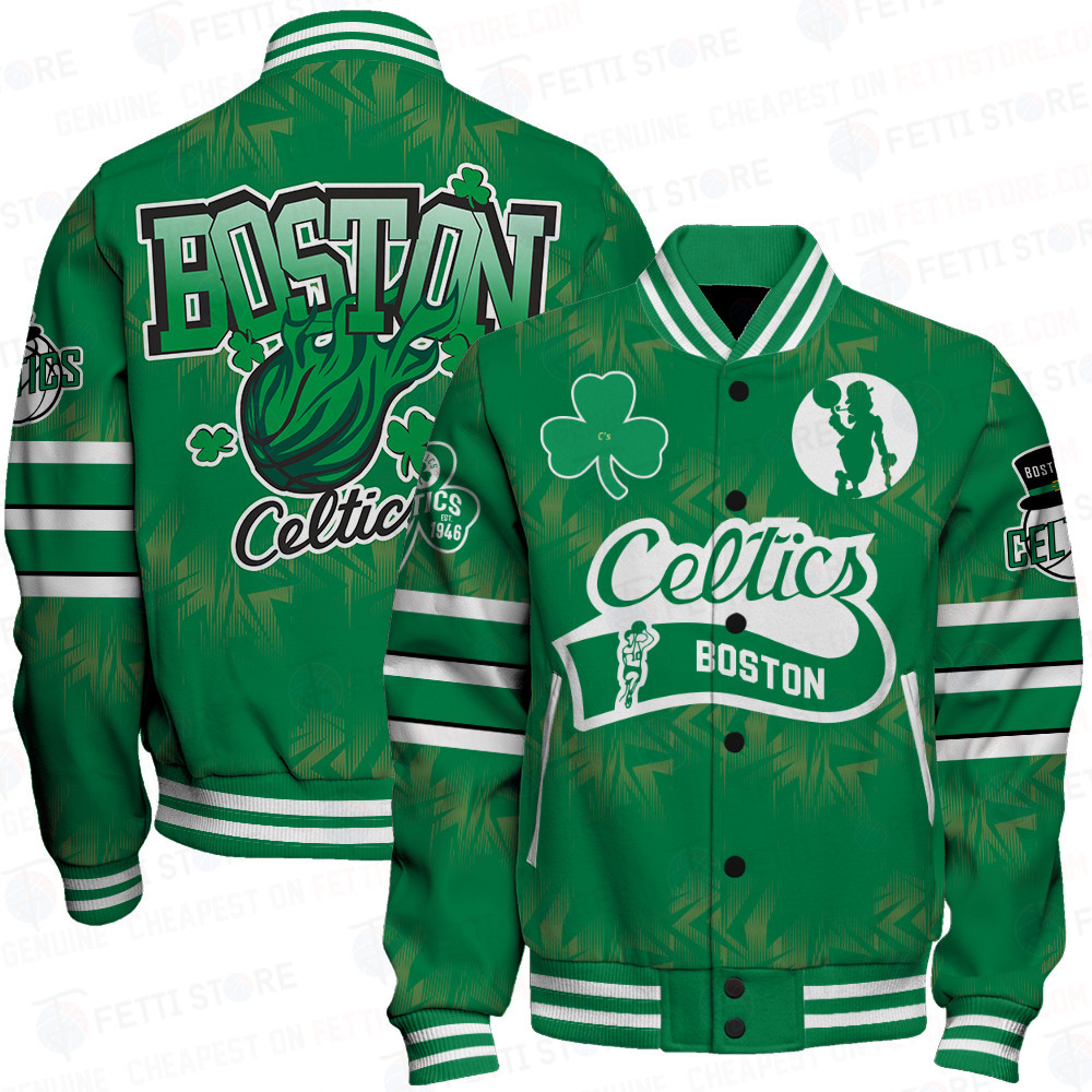 boston celtics basketball patricks day art design basketball baseball varsity jacket baseball jacket all over print o97by