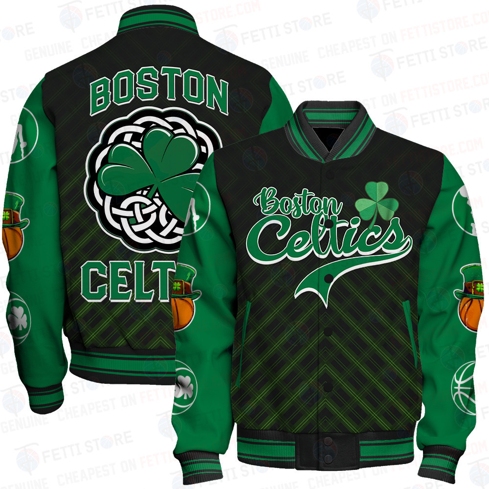 boston celtics basketball patricks day art design magic baseball varsity jacket baseball jacket all over print nqkgt