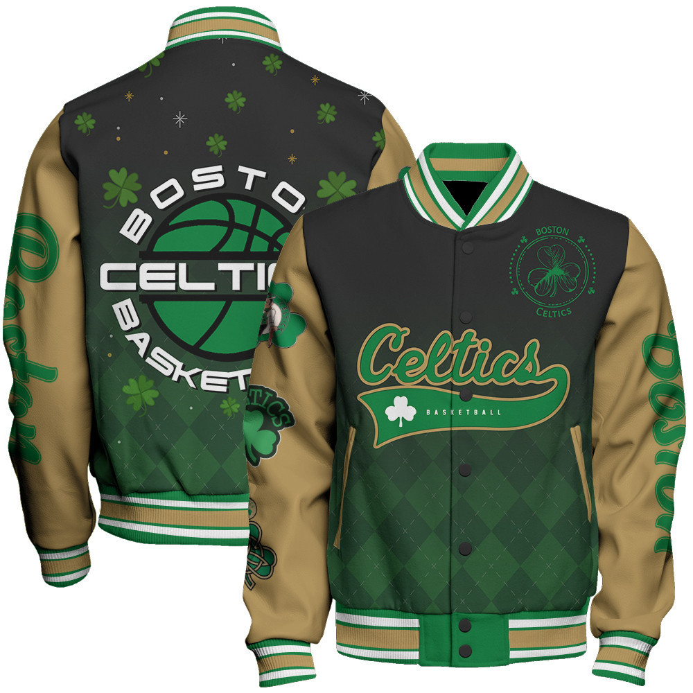 boston celtics basketball patricks day art design new baseball varsity jacket baseball jacket all over print 8hwcv