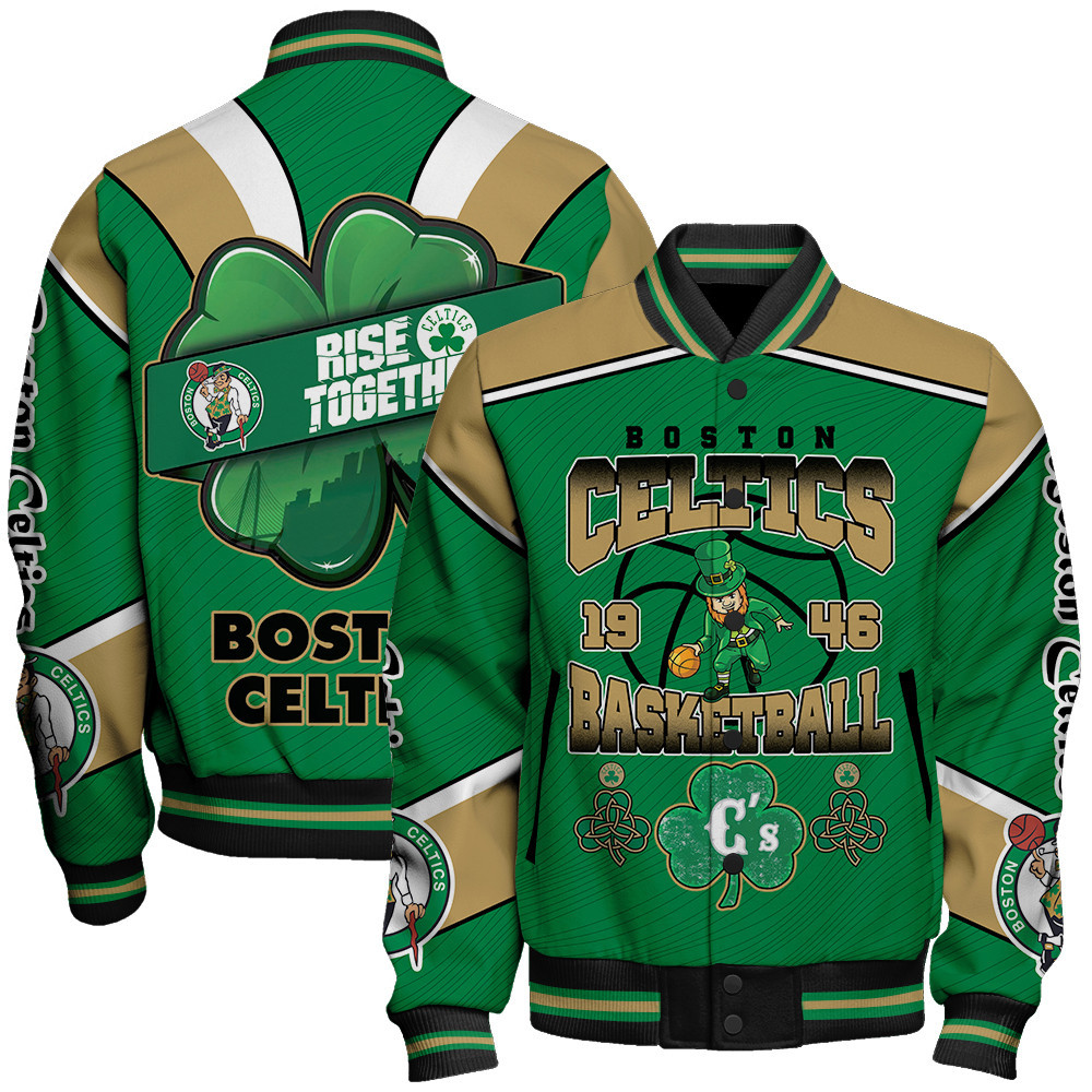 boston celtics basketball team happy saint patricks day baseball varsity jacket baseball jacket all over print stm v2 khkex