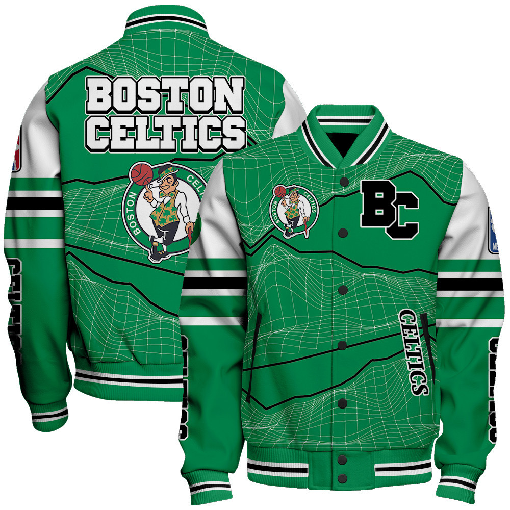 boston celtics basketball unique textures baseball varsity jacket baseball jacket all over print sfat v11 jbjs5