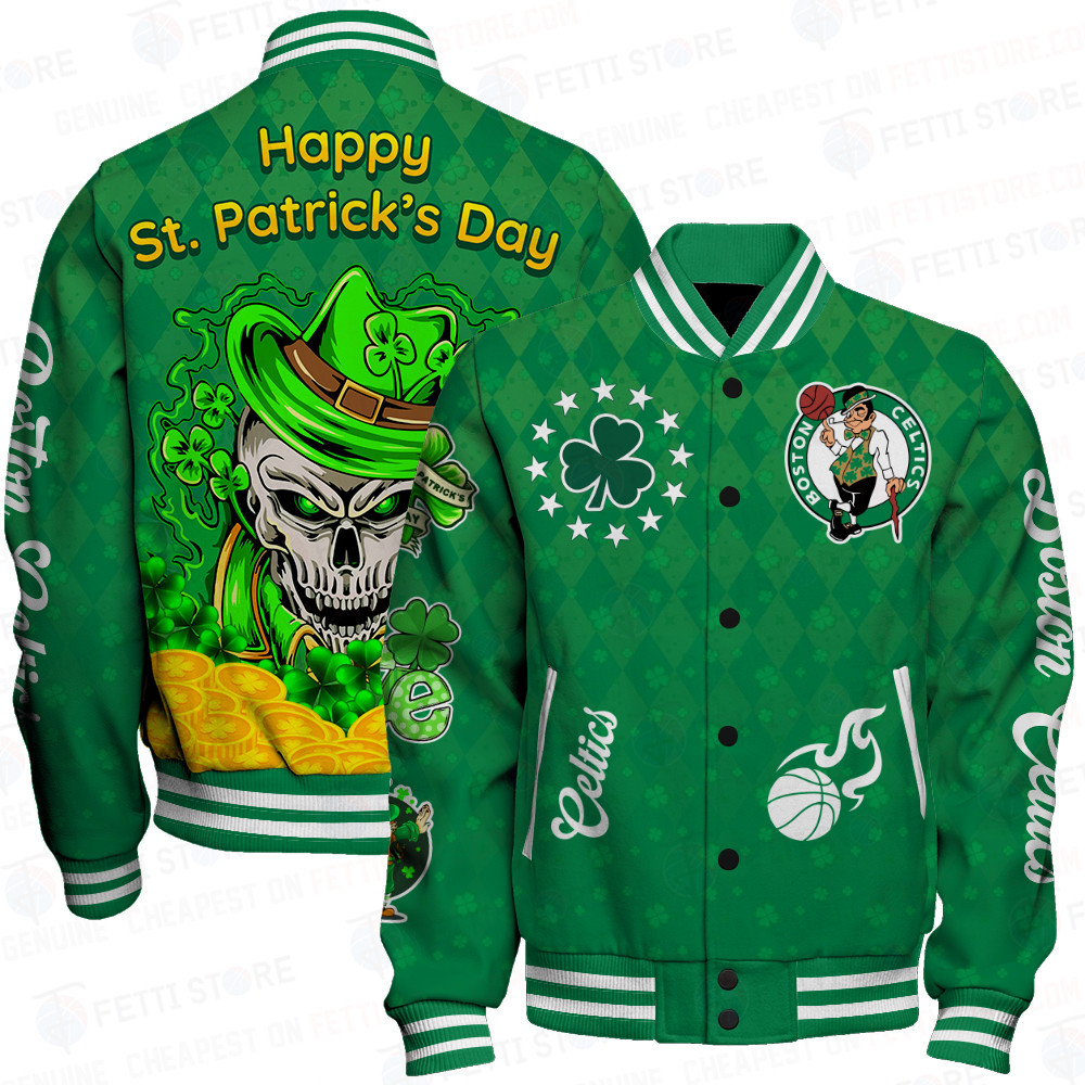 boston celtics happy saint patricks day basketball team baseball varsity jacket baseball jacket all over print f4 vrahh