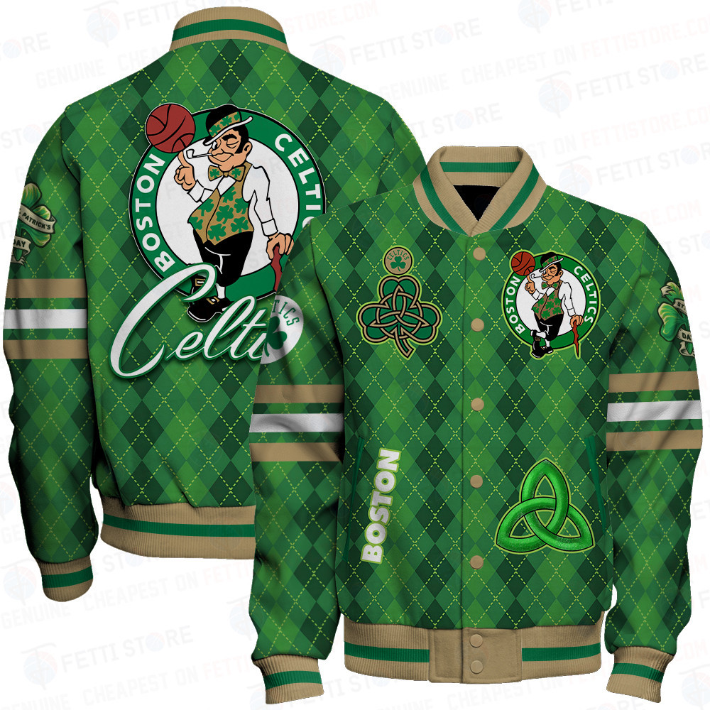 boston celtics happy saint patricks day design basketball baseball varsity jacket baseball jacket all over print f9 s6ctf