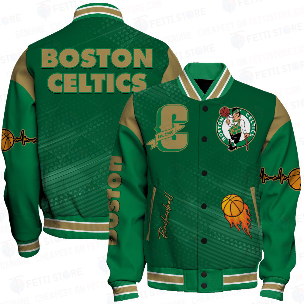 boston celtics team logo sport pattern basketball baseball varsity jacket baseball jacket all over print 42tdw