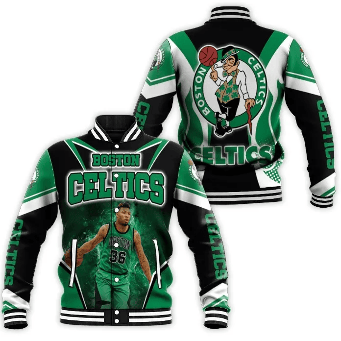 boston celtics team logo sport pattern strong baseball varsity jacket baseball jacket all over print cuocj