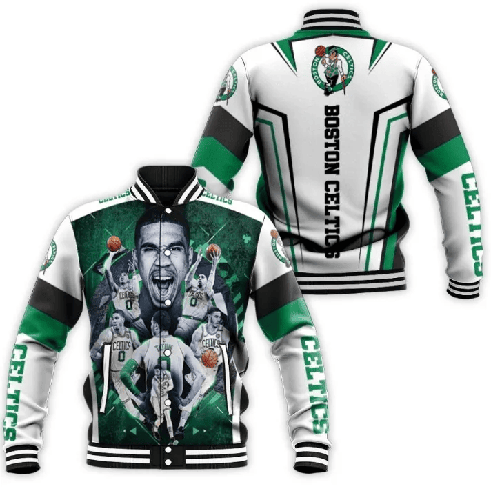 boston celtics team logo sport pattern tatum baseball varsity jacket baseball jacket all over print 2nfpx