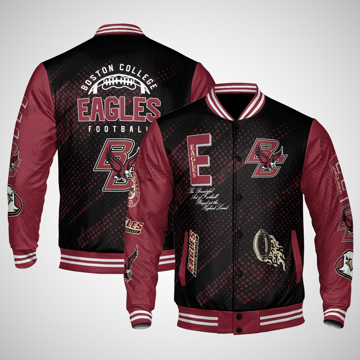 boston college eagles varsity jacket baseball jacket all over print wf a737u