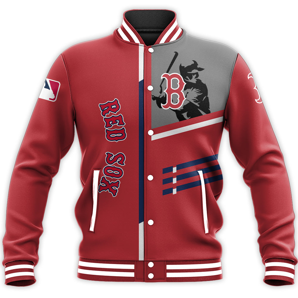 boston red sox baseball jacket button up zipper hooded all over print personalized baseball for fan mlb e3loi