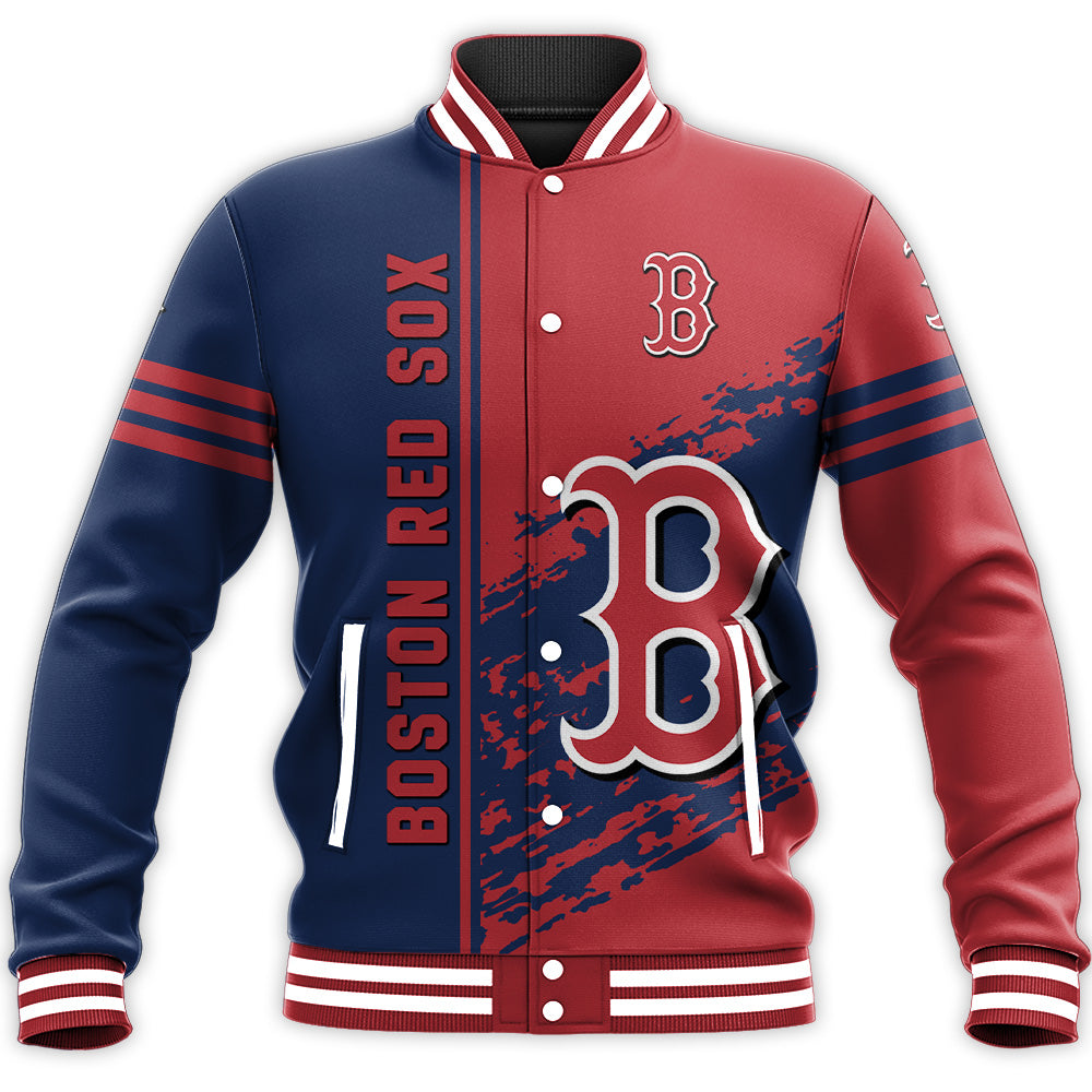 boston red sox baseball jacket button up zipper hooded all over print quarter style mlb 1wq75