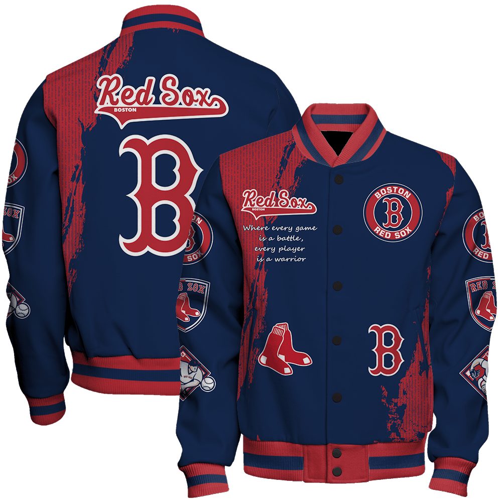 boston red sox mlb baseball every game is a battle 3d unisex baseball varsity jacket baseball jacket all over print kkzv3