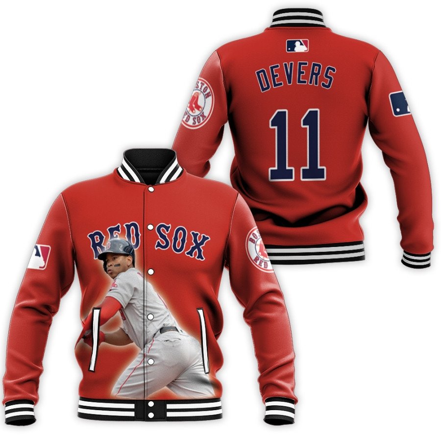 boston red sox rafael devers 11 mlb legend player red 3d designed allover gift for red sox fans baseball jacket button up zipper hooded all over print mlb ltfnm