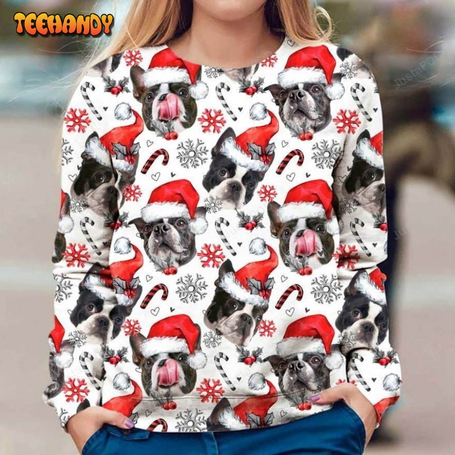 boston terrier ugly christmas sweater all over print sweatshirt ugly sweater w553g