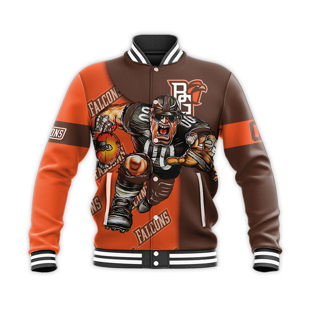 bowling green falcons baseball jacket button up zipper hooded all over print football go on gift for fans ncaa mwhwe