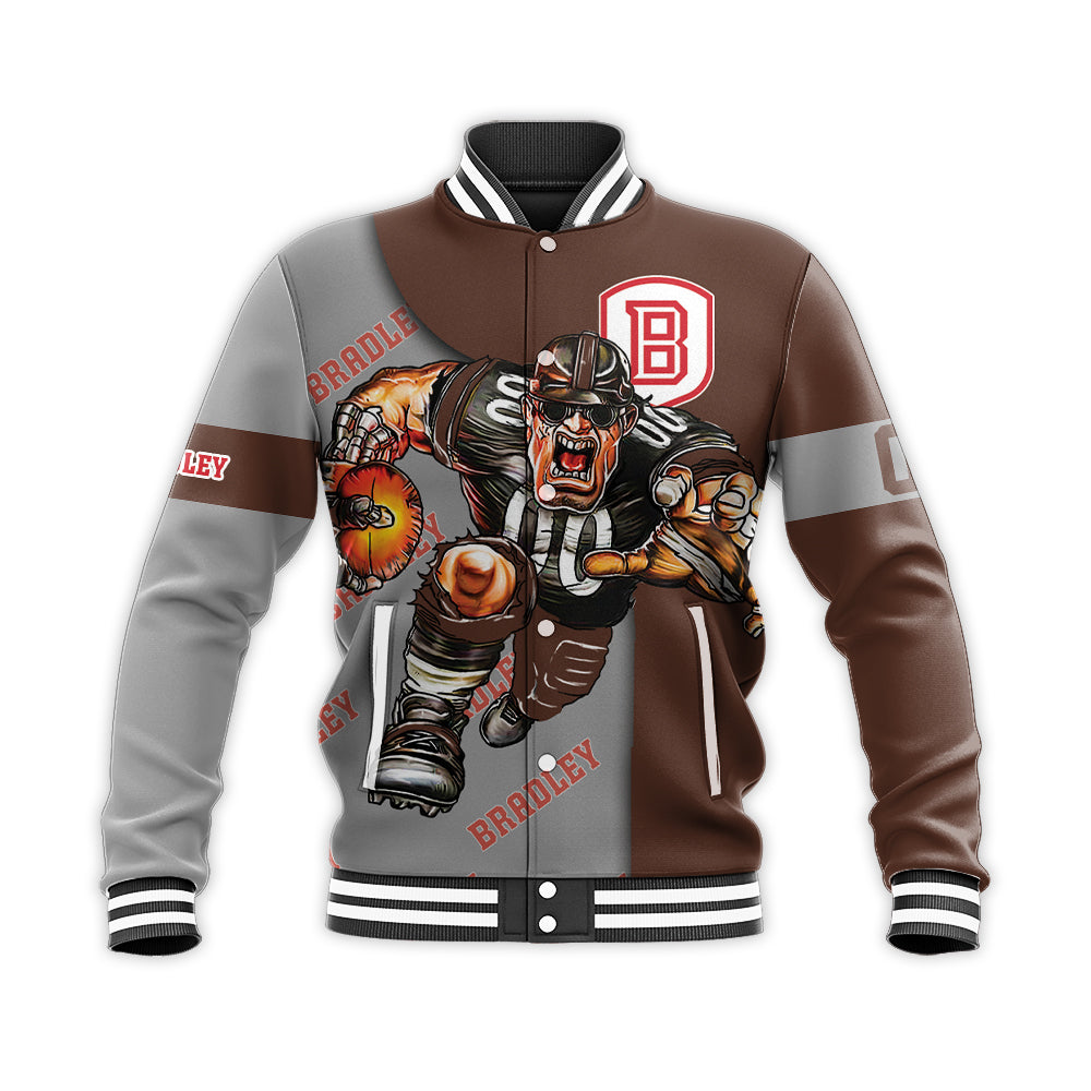 bradley braves baseball jacket button up zipper hooded all over print football go on gift for fans ncaa dj4dd