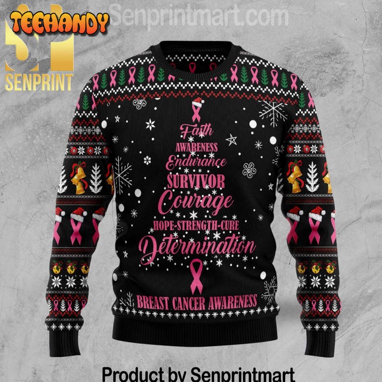 breast cancer christmas tree gift ideas pattern ugly xmas sweater 4fcnj