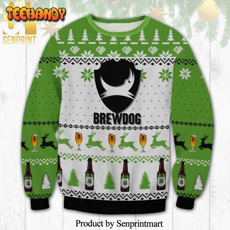 brewdog beer and reindeer pattern knitted ugly xmas sweater 0tgrr