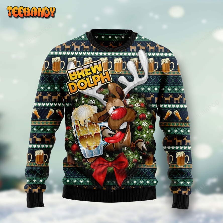 brewdolph reindeer ugly christmas sweater all over print sweatshirt vvjlt