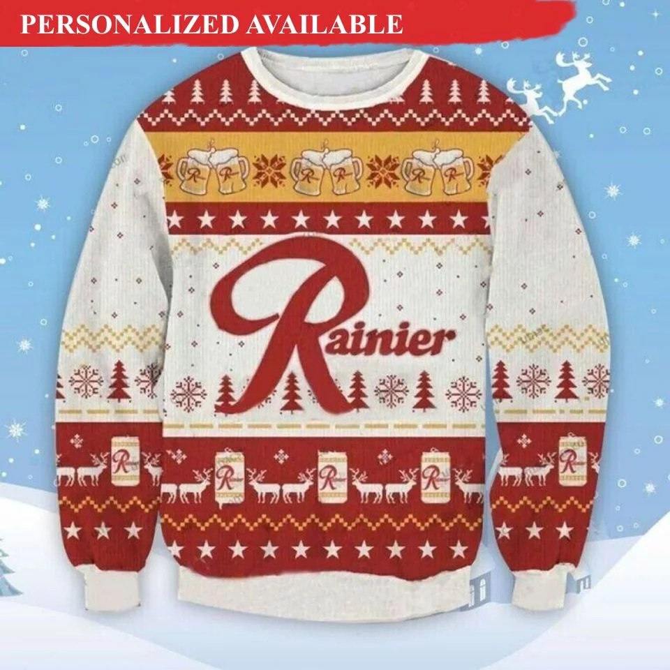 brewing drink lover rainier beer ugly christmas sweater 4550