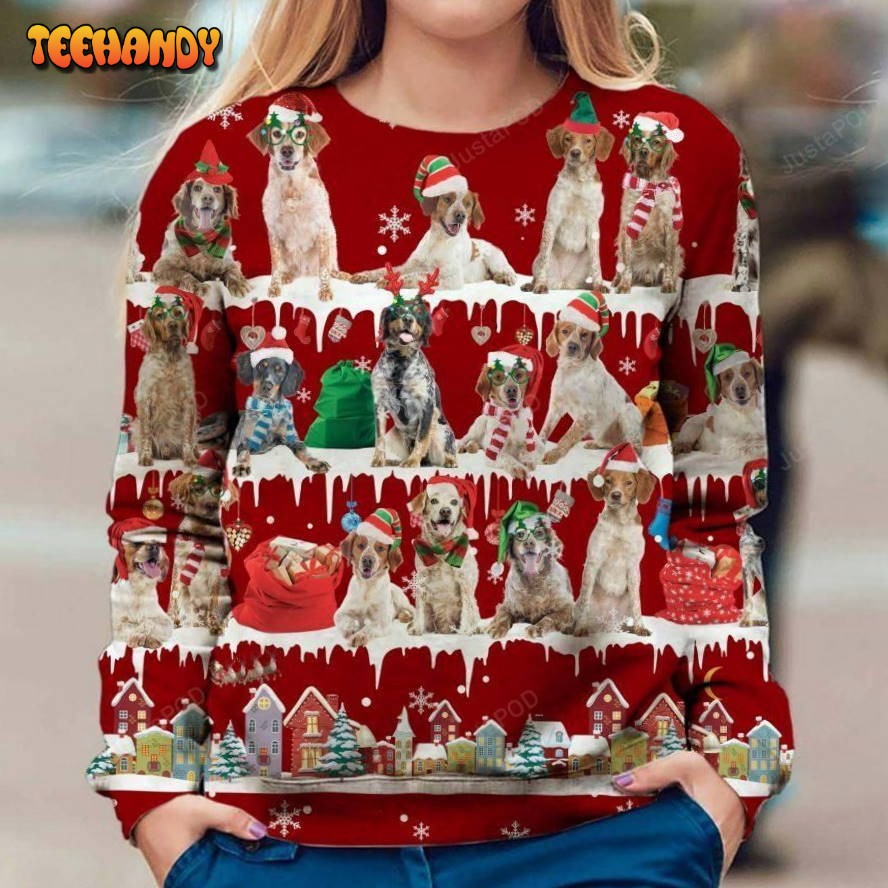 brittany spaniel dog ugly christmas sweater all over print sweatshirt h6fus