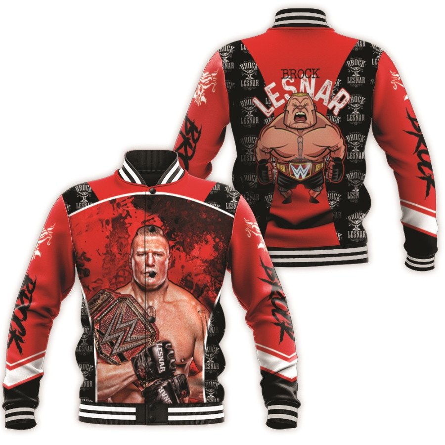 brock lesnar wwe belt champion the best professional wrestler funny red all over print designed gift for brock lesnar fans baseball jacket button up zipper hooded all over print jx9du