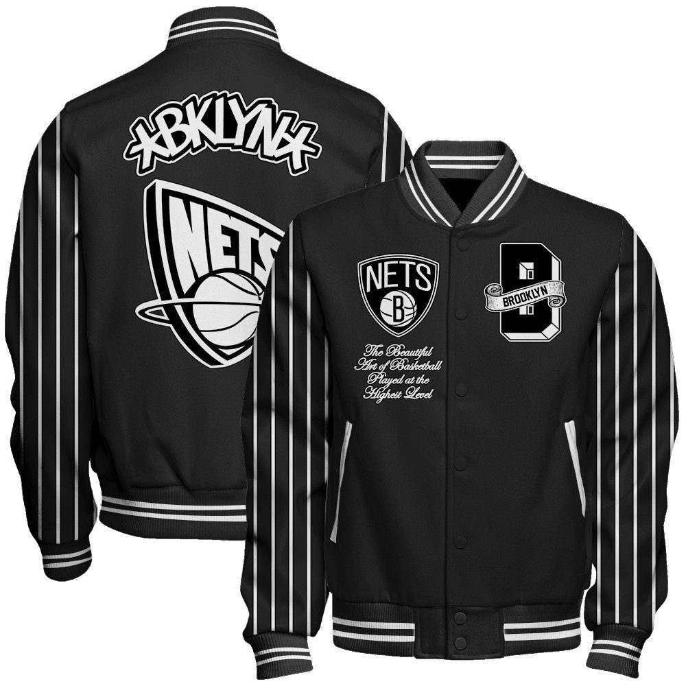 brooklyn nets nba baseball varsity jacket baseball jacket all over print sh1 v10 hcv4y