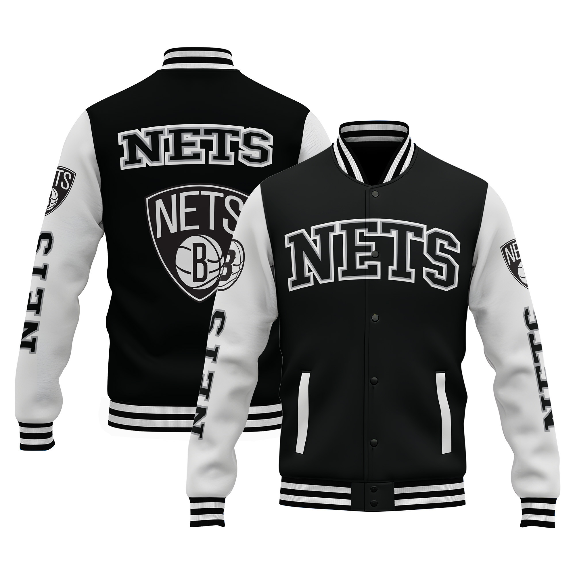 brooklyn nets special design 3d unisex baseball varsity jacket baseball jacket all over print v1 fipru