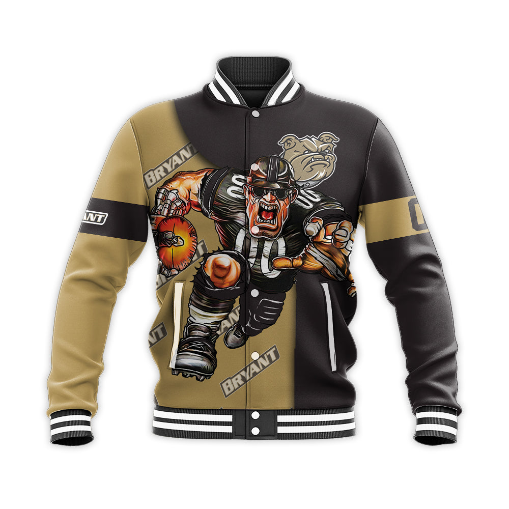 bryant bulldogs baseball jacket button up zipper hooded all over print football go on gift for fans ncaa nqfas