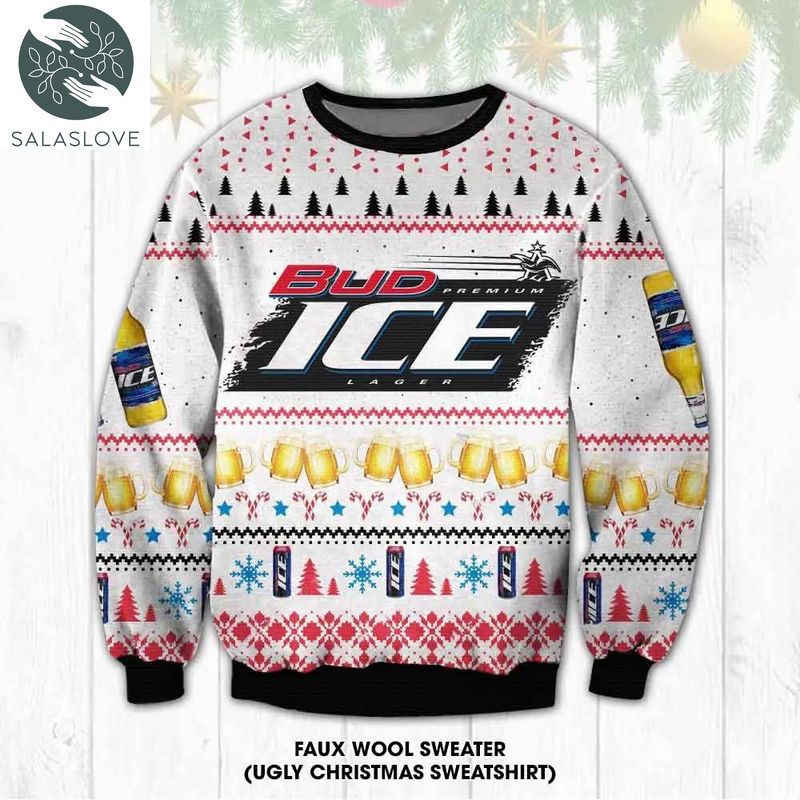 bud ice lager beer ugly christmas sweater gift for fan 1 inkyaf