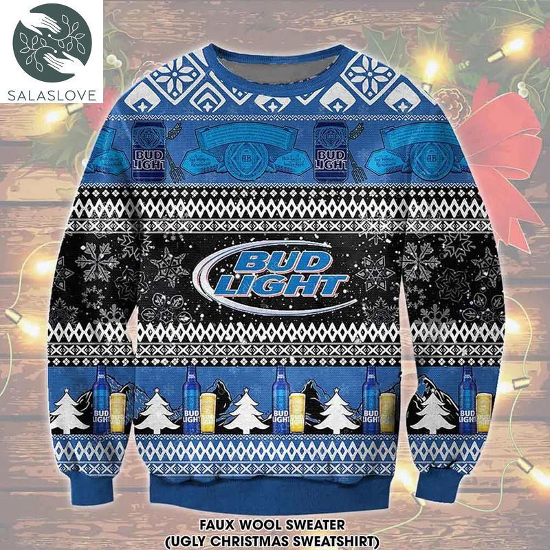 bud light beer black blue color ugly christmas sweater 1 n8r0u9