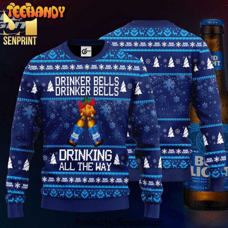 bud light drinker bells drinker bells drinking all the way ugly xmas sweater h1mqo