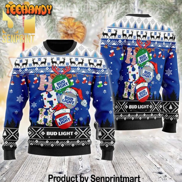 bud light ho ho ho all over printed ugly xmas sweater aiwrn