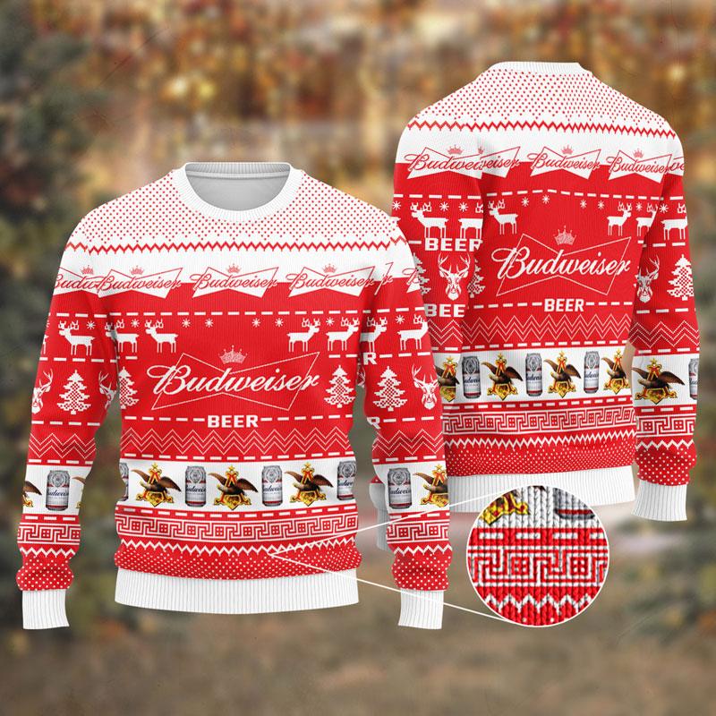 budweiser beer christmas ugly sweater flexiquor com