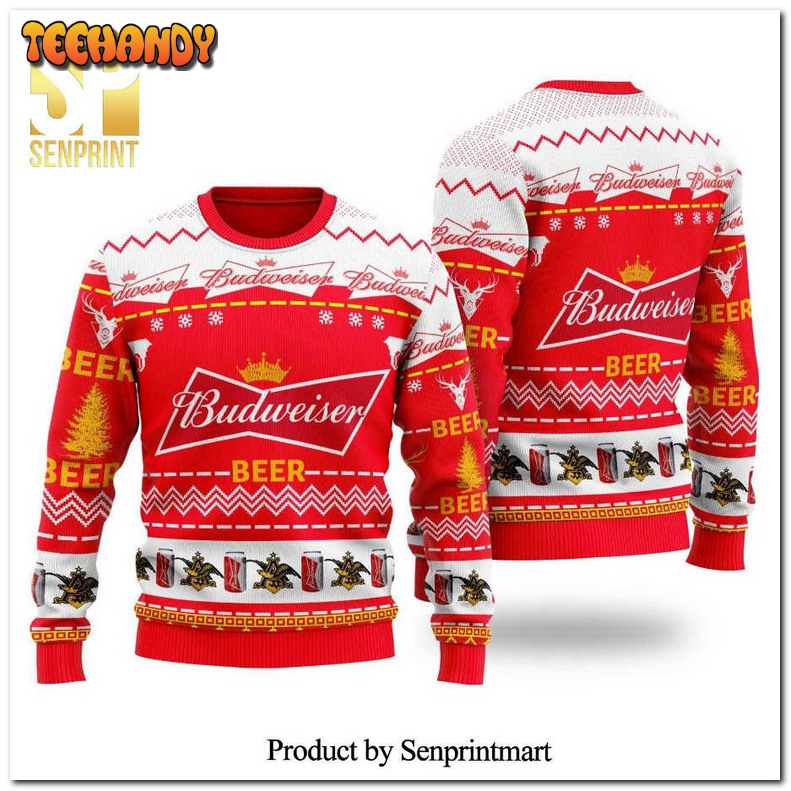 budweiser beer premium knitted ugly xmas sweater tu1kz