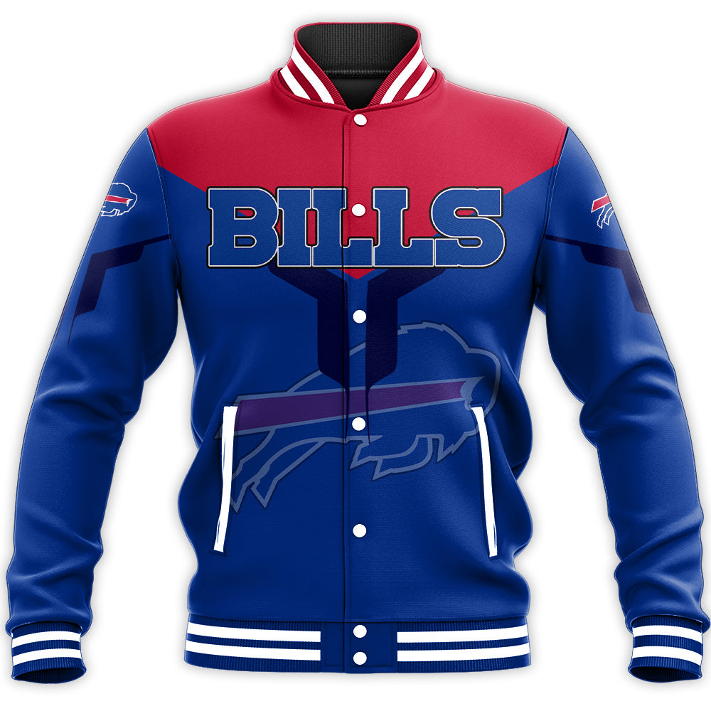 buffalo bills baseball jacket button up zipper hooded all over print drinking style nfl kswxl