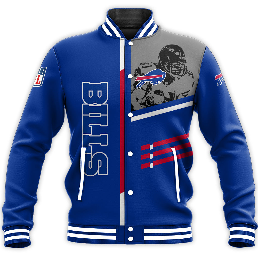 buffalo bills baseball jacket button up zipper hooded all over print personalized football for fan nfl 367xg