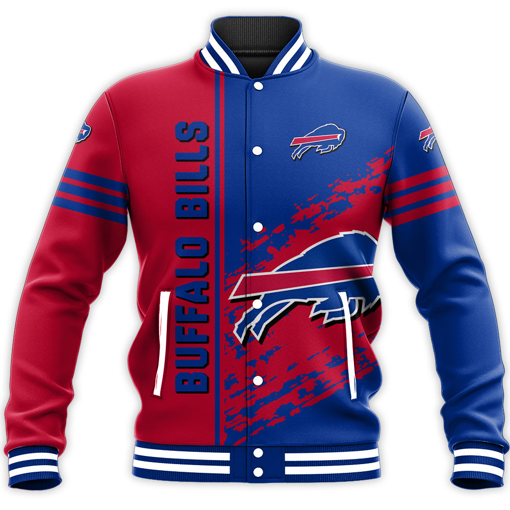 buffalo bills baseball jacket button up zipper hooded all over print quarter style nfl se4i0