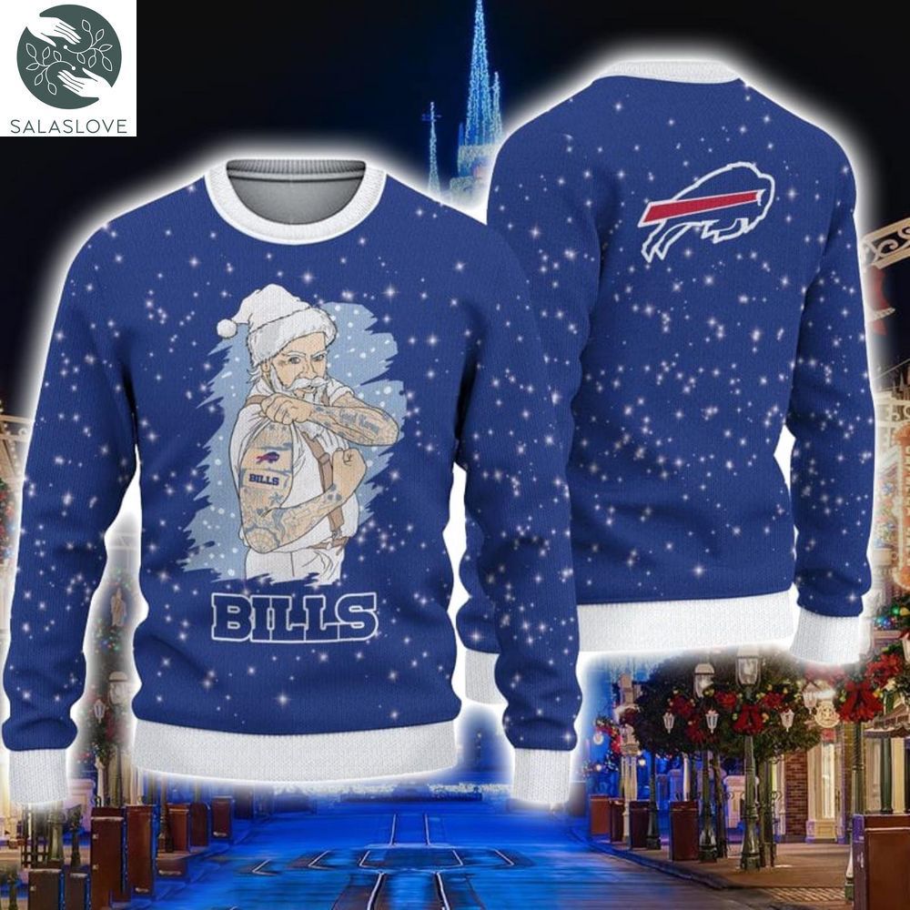 buffalo bills christmas santa claus tattoo ugly sweater ht230912 1 osastx