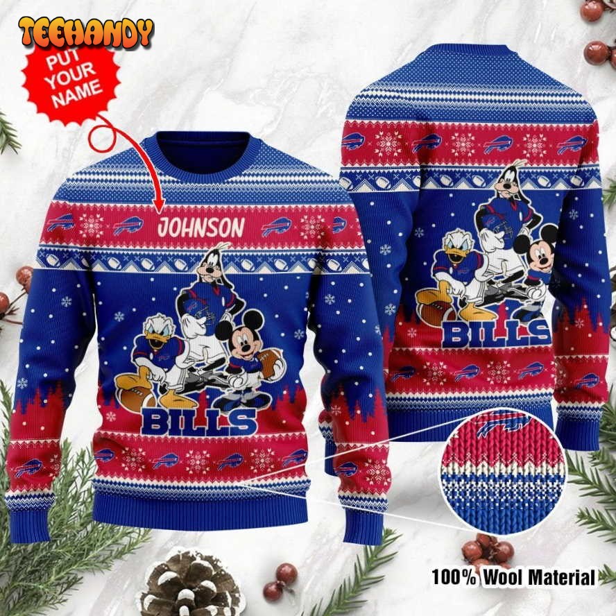 buffalo bills disney donald duck mickey mouse goofy ugly sweater jbxex