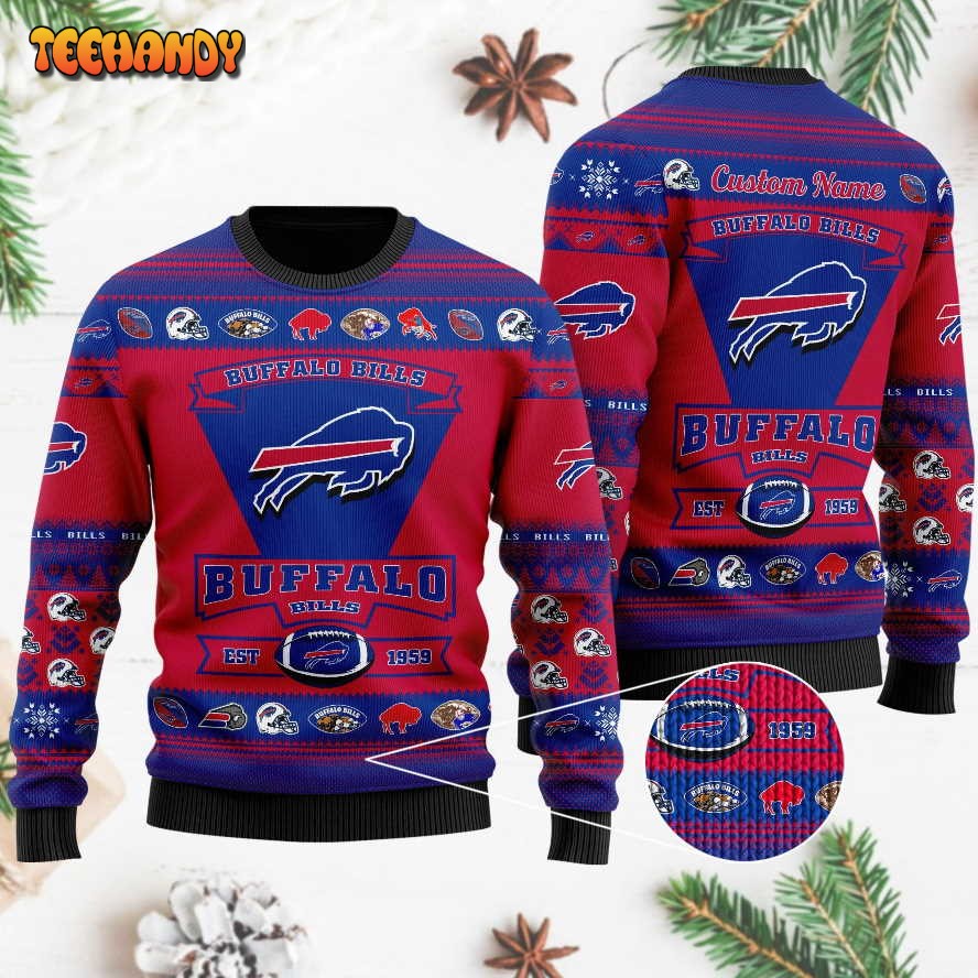 buffalo bills football team logo custom name personalized ugly sweater 1mj9r