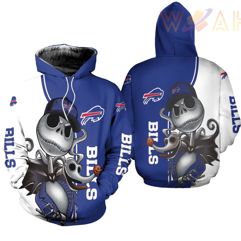 buffalo bills jack skellington and zero 3d hoodie