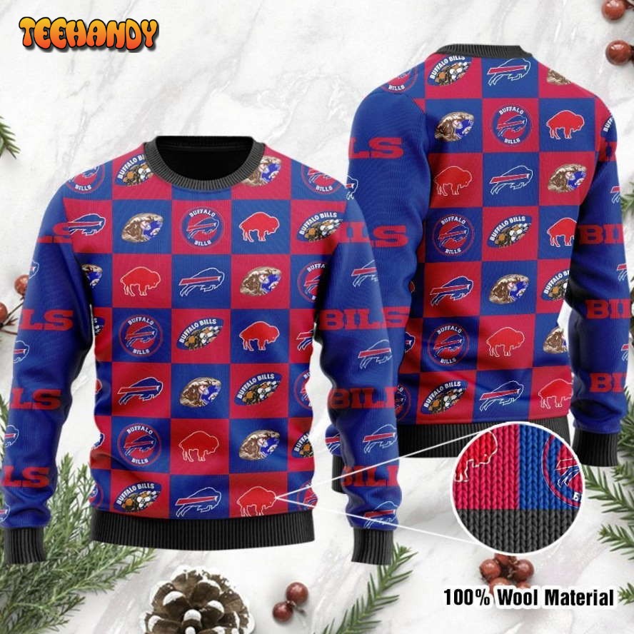 buffalo bills logo checkered flannel design ugly christmas sweater ugly sweater 21qn0