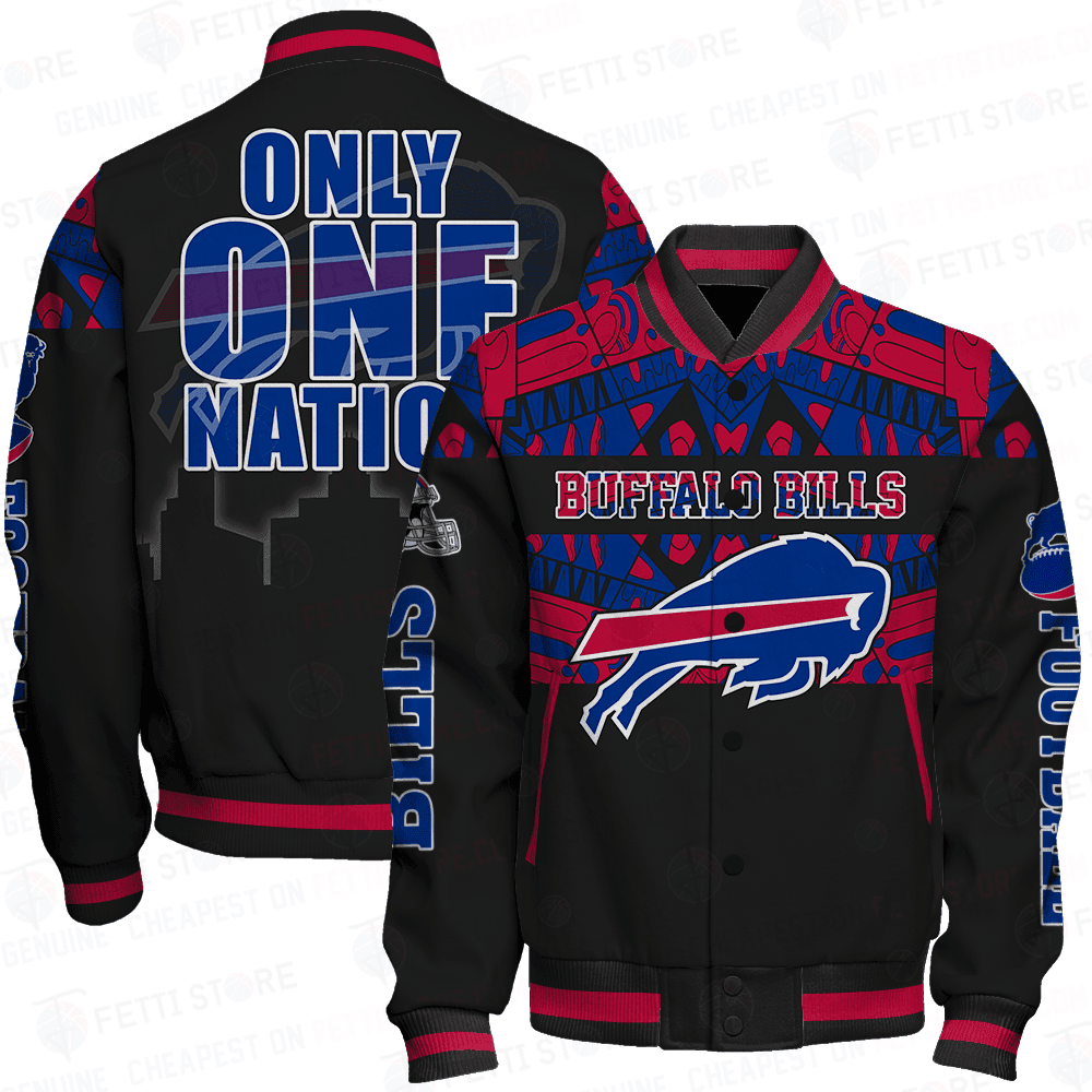 buffalo bills only one nation print baseball varsity jacket baseball jacket all over print qgmez