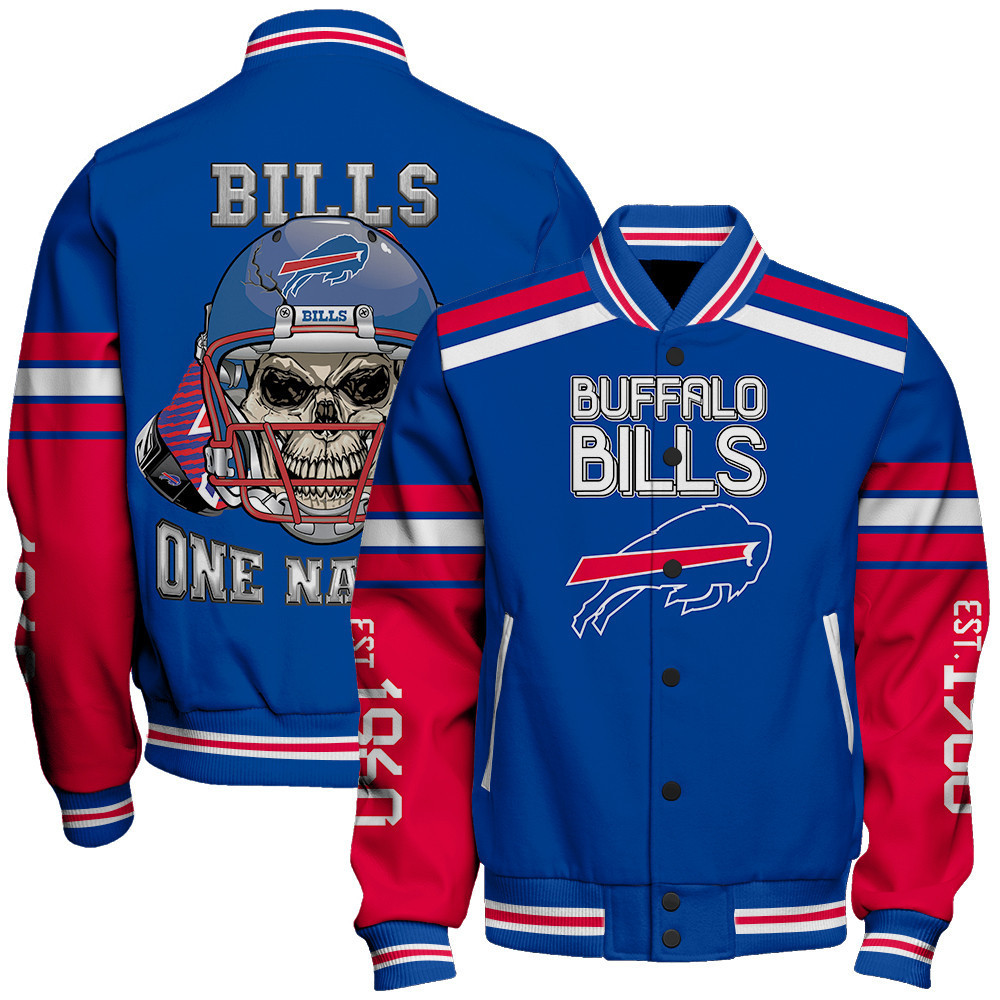 buffalo bills skull and gloves pattern baseball varsity jacket baseball jacket all over print rwzcy